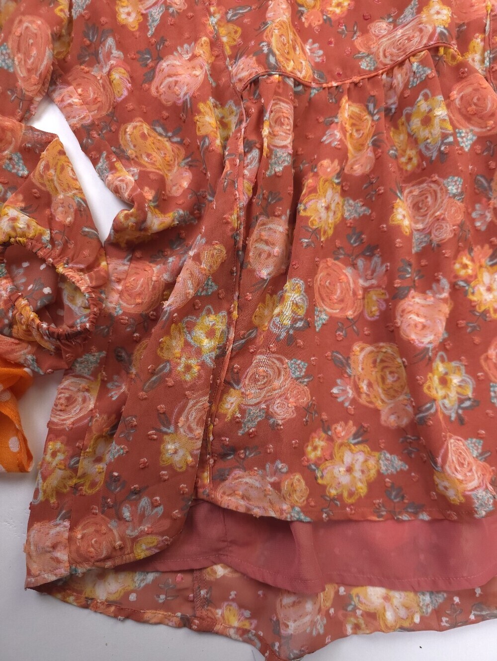 Matilda Jane Coral Floral V-Neck Blouse Sz L - Picture 4 of 11